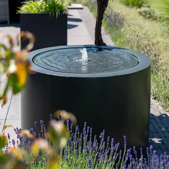 Aluminium watertafel incl. pomp + LED-verlichting | ø 80 x 40 cm