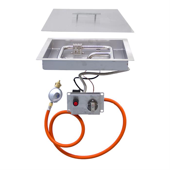 BRANN Einbau-Gasbrenner aus Edelstahl – 405 x 405 x 80 mm