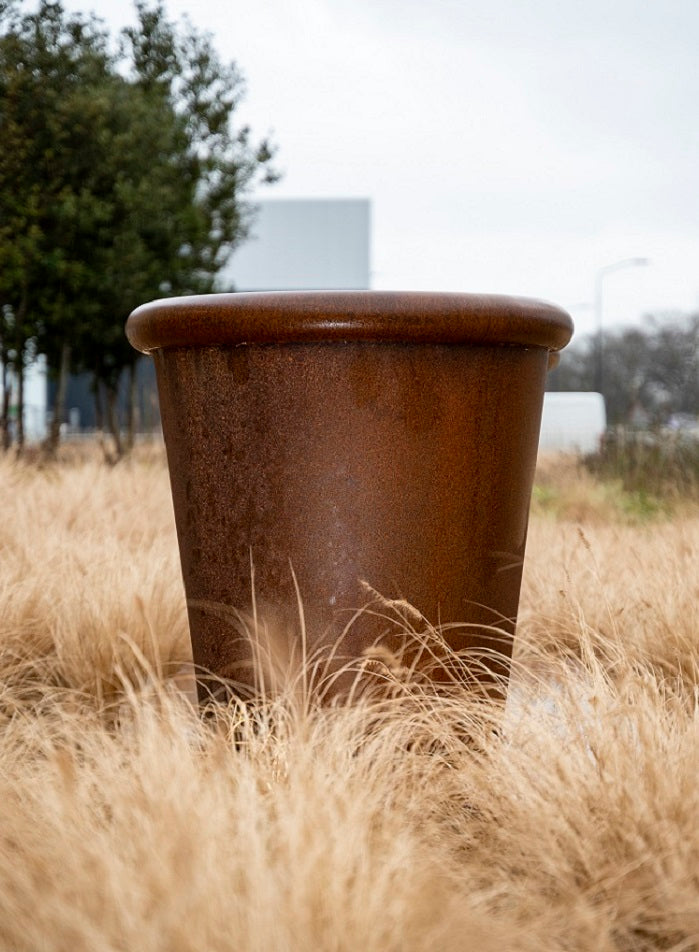 Moderner Pflanzkübel TUBE aus Cortenstahl | ø 70 x 60 cm