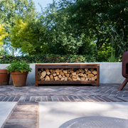 LOGG seat houtopslag met zitting corten BHS