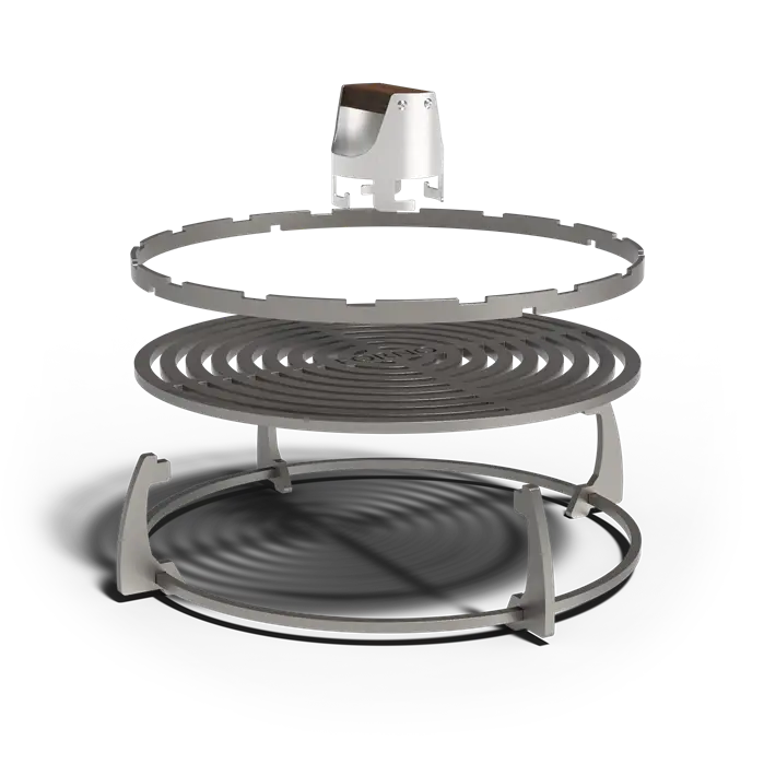 SEARE HALO Außenküche Ø 100 cm | Cortenstahl Feuerschale mit Plancha-Grill