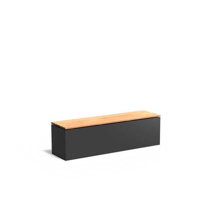 Aluminium Sockel mit Hartholz-Sitzfläche | 150 x 40 x 43 cm