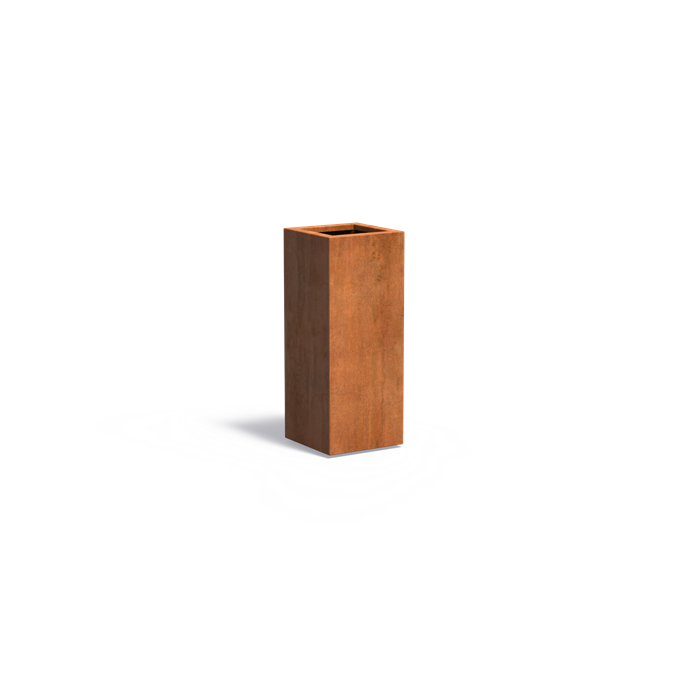 Cortenstahl Pflanzgefäß CARREZ mit Boden | 40 x 40 x 100 cm