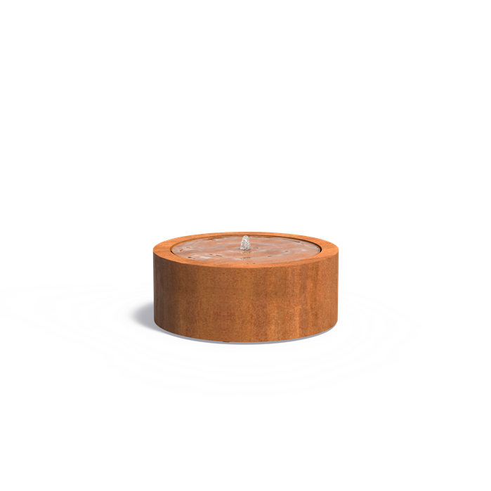 Cortenstahl Wassertisch ø 100 x 40 cm inkl. LED & Pumpe