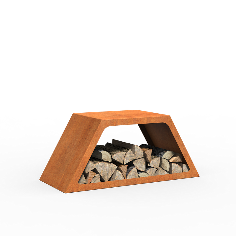 Houtopslag HEX 91.5 x 40 x 40 cm - cortenstaal