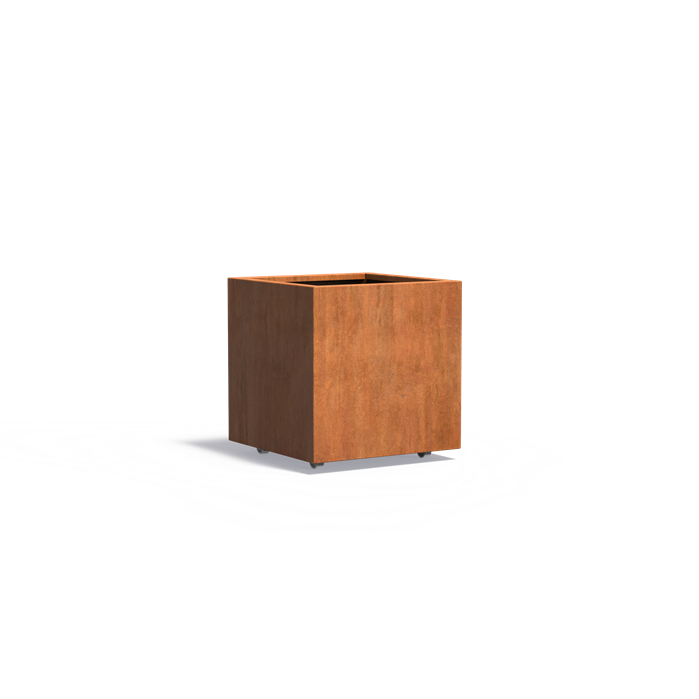 Cortenstahl Pflanzkübel CARREZ mit Rollen | 70 x 70 x 70 cm