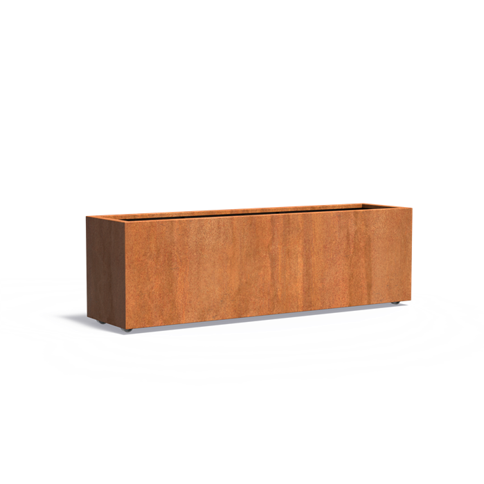 Cortenstahl Pflanzkübel CARREZ mit Rollen | 200 × 50 × 60 cm