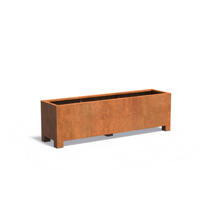 Cortenstahl Pflanzkübel CARREZ mit Füßen | 200 x 50 x 60 cm 