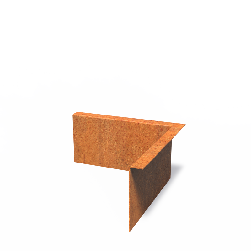 Cortenstaal kantopsluiting binnenhoek gezette rand | 300 x 2 x 150 mm
