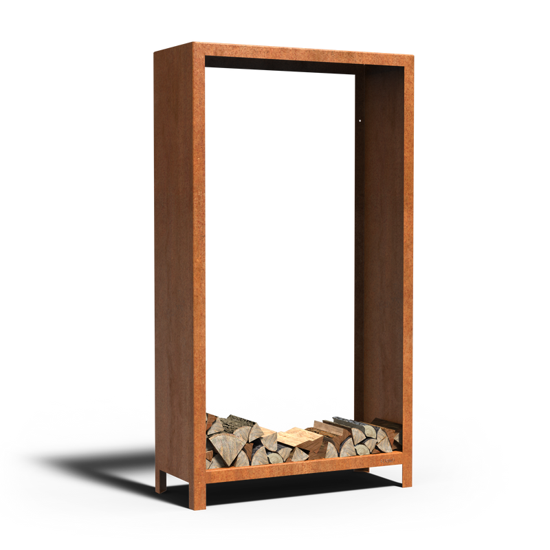 LOGG Holzlager – Cortenstahl | 100 × 40 × 180 cm