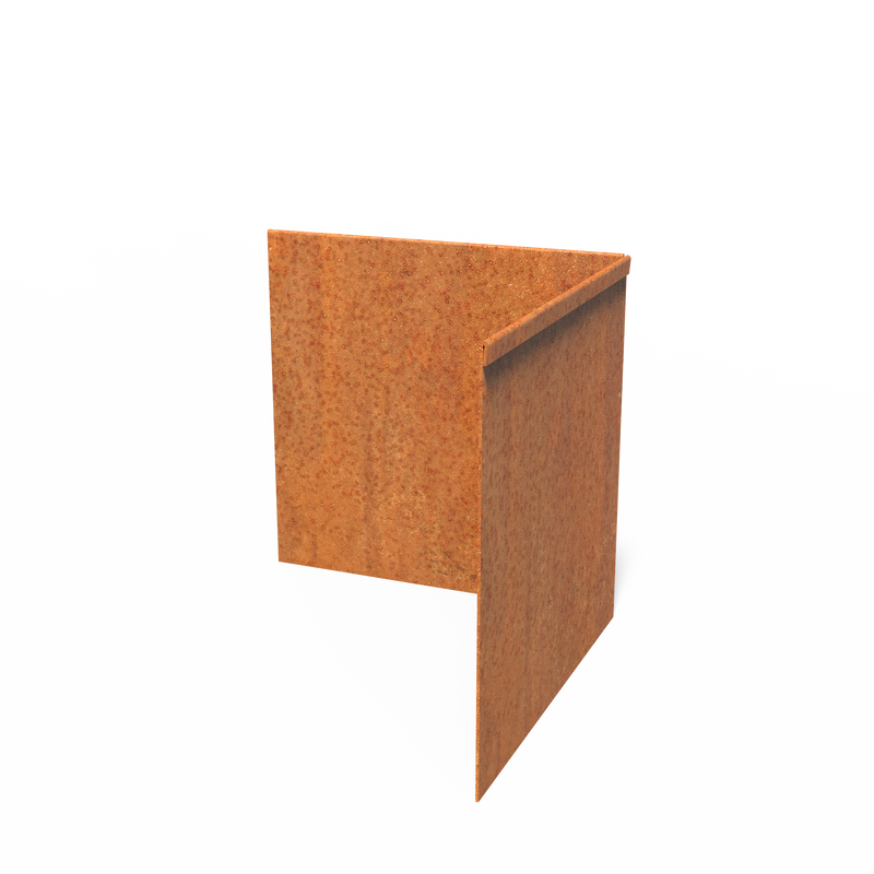 Cortenstaal kantopsluiting binnenhoek geplette rand | 300 x 2 x 290 mm