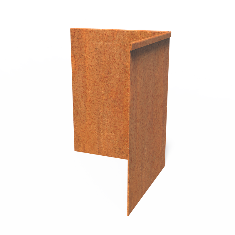 Rasenkante aus Cortenstahl Innenecke gepresster Oberrand | 300 × 3 × 390 mm