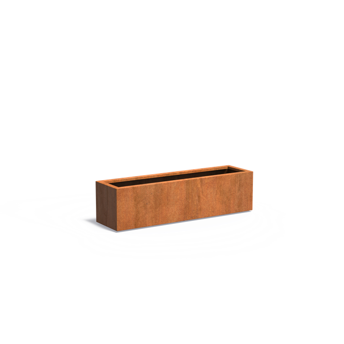 Cortenstahl Pflanzkübel CARREZ mit Boden | 150 x 40 x 40 cm