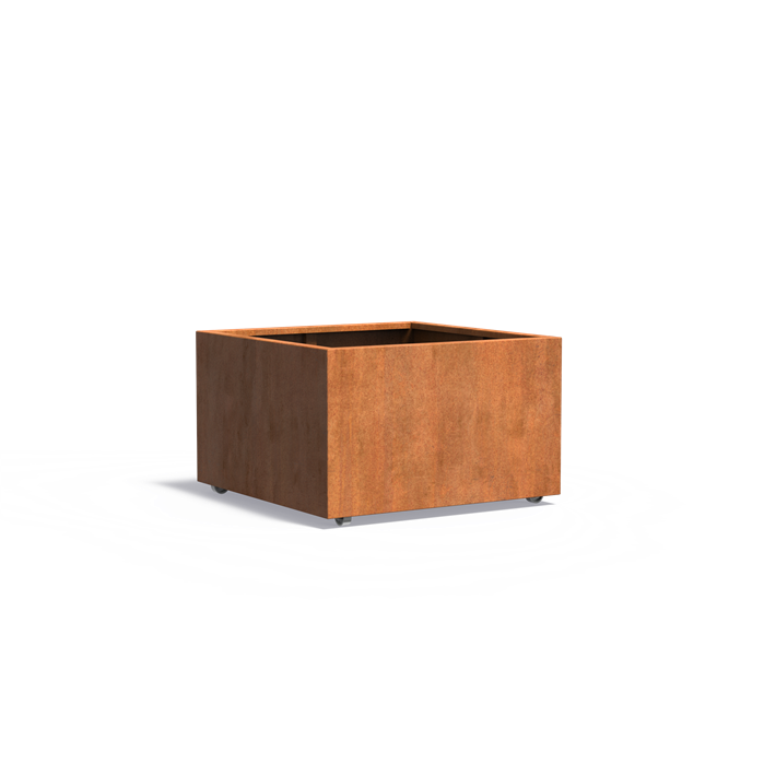 CARREZ vierkante cortenstaal plantenbak 100x100x60 met wielen