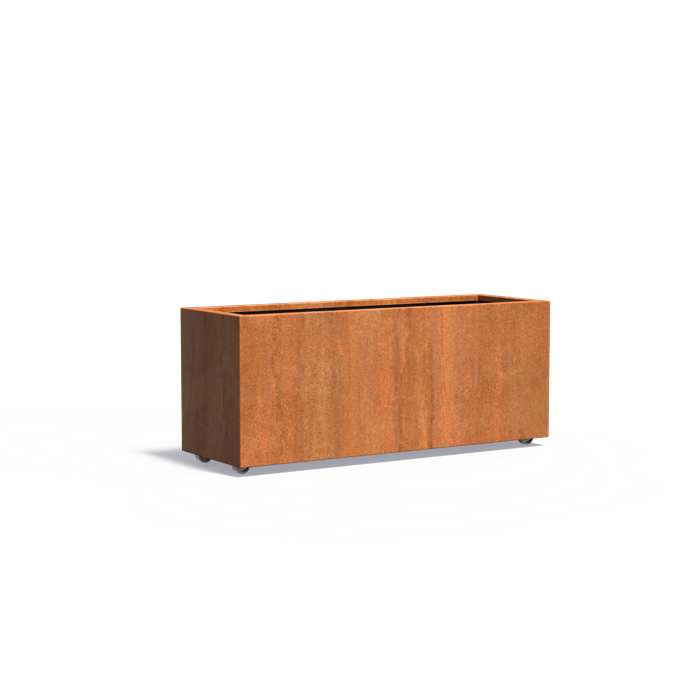 Cortenstahl Pflanzkübel CARREZ mit Rollen | 150 x 50 x 60 cm