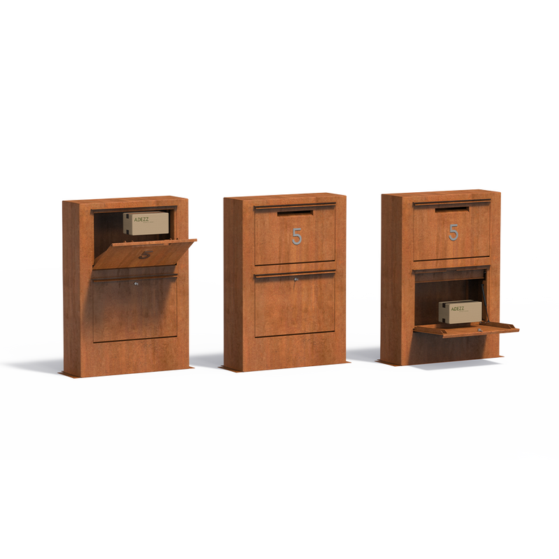 Cortenstahl Paketbriefkasten PACA | 87 x 30 x 125 cm