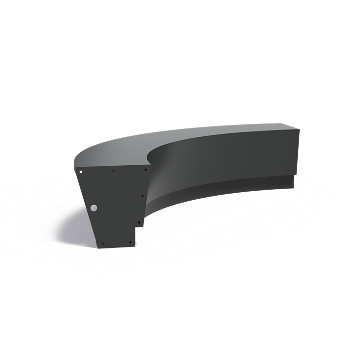 Aluminium keerwand REVERT 150 x 150 x 50 cm – binnenbocht, brede zitrand