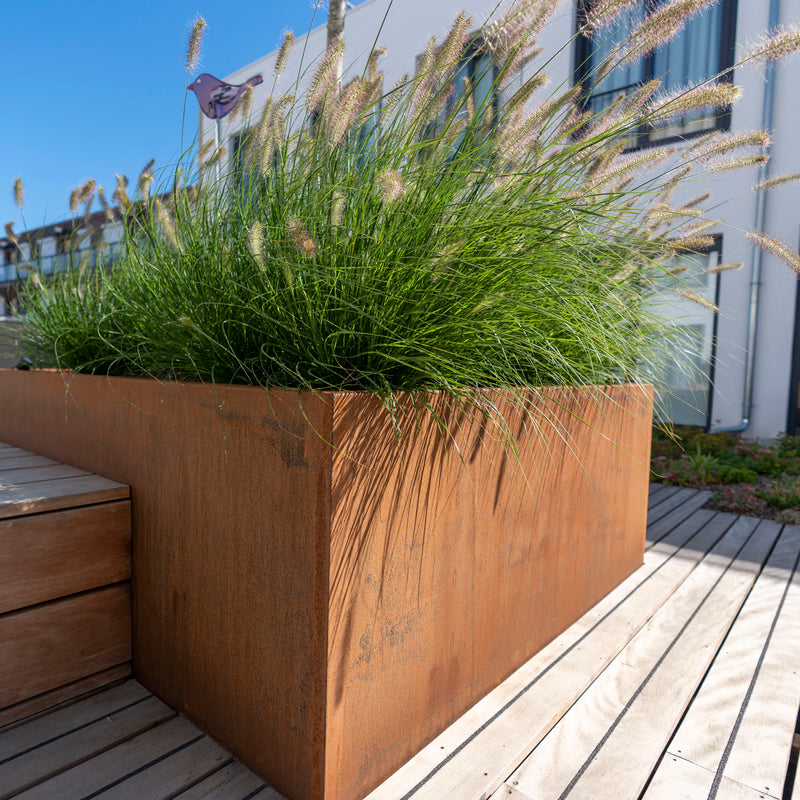 CARREZ 300 x 40 x 80 cm - Cortenstaal plantenbak met bodem