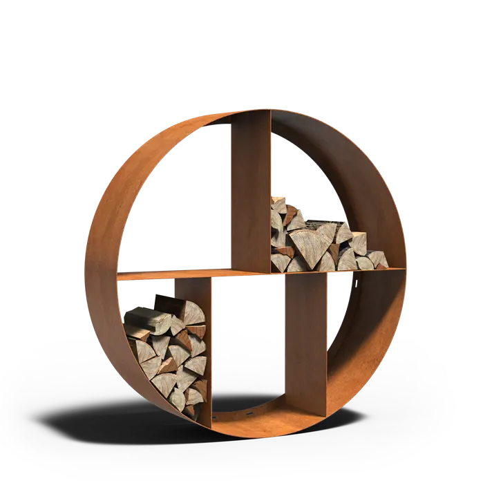 LOGG ronde Holzlager – Cortenstahl | ø 150 x 40 cm