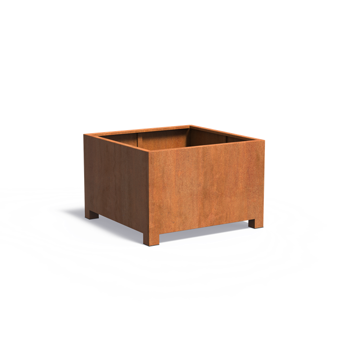 CARREZ vierkante cortenstaal plantenbak 120x120x80 met poten