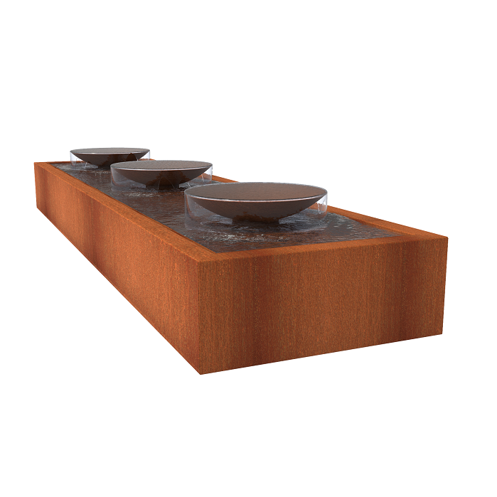 Watertafel corten met schalen CBS3