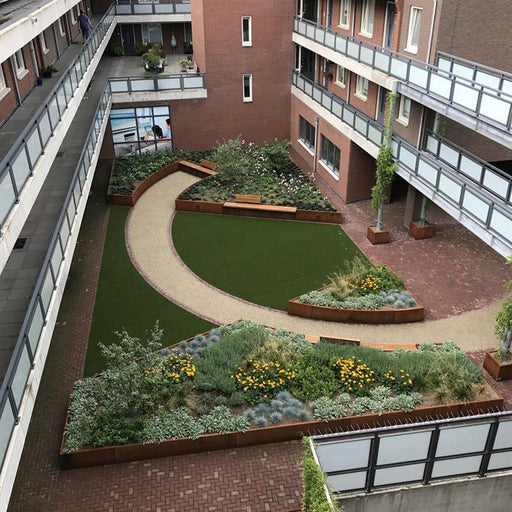 Cortenstaal  keerwand met smalle rand