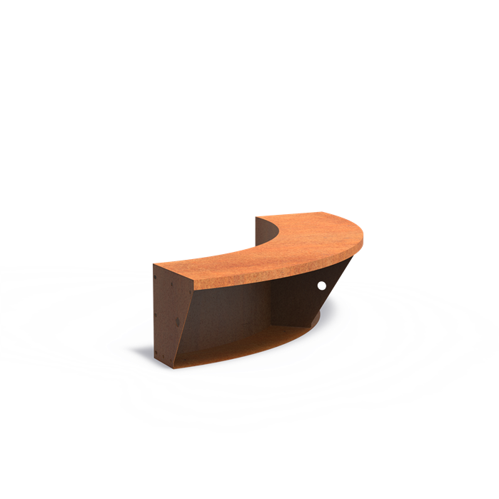 Stützwand aus Cortenstahl mit Sitzkante - Innenbogen | 100 × 100 x 40 cm