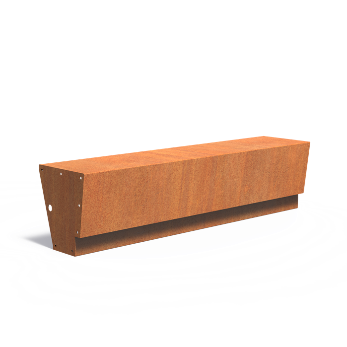 Cortenstalen keerwand REVERT 200 x 45 x 50 cm – recht, brede zitrand