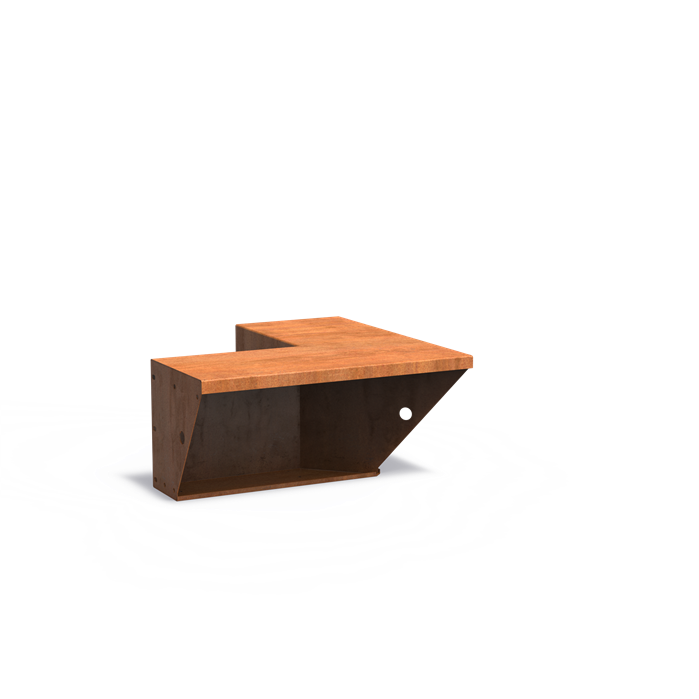 Stützwand aus Cortenstahl mit Sitzkante - Innenecke | 50 × 50 x 40 cm