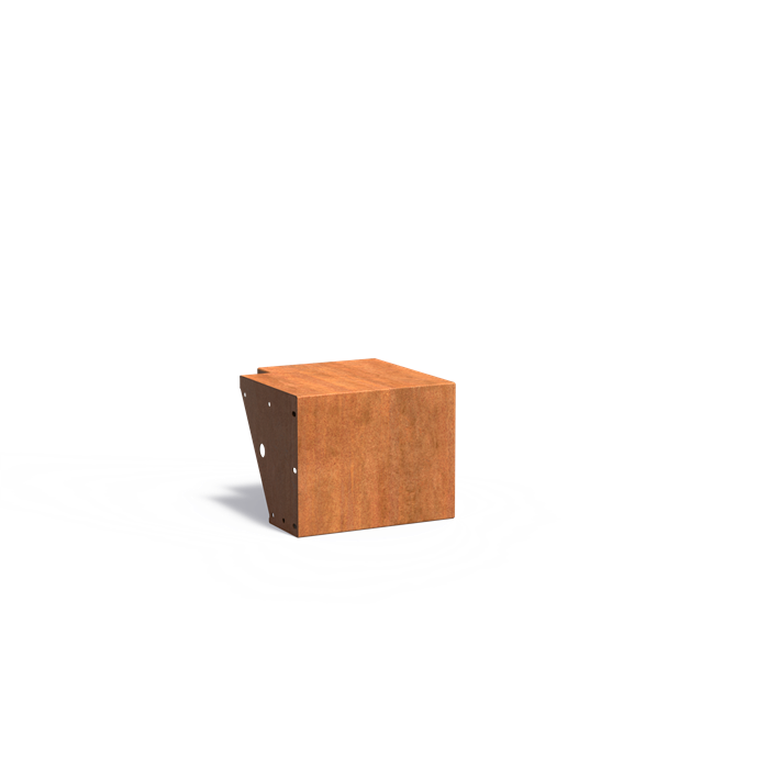 Stützwand aus Cortenstahl mit Sitzkante - Außenecke | 50 × 50 x 40 cm