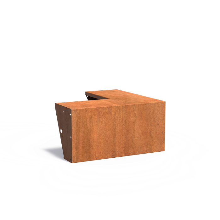 Cortenstaal keerwand breed - 100 x 100 x 50 cm buitenhoek