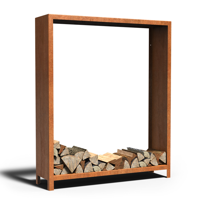 LOGG Holzlager – Cortenstahl | 150 x 40 x 180 cm