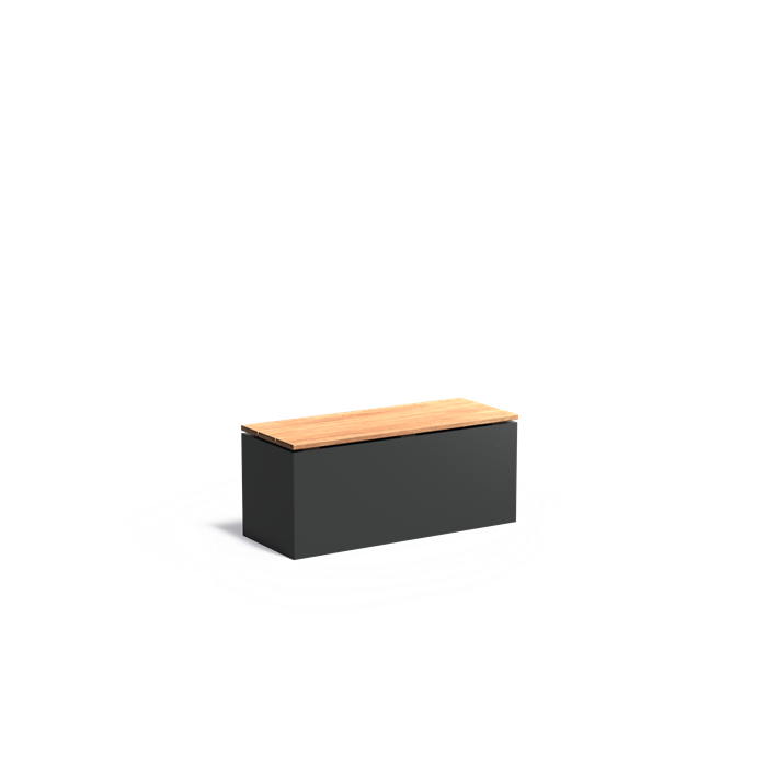 Aluminium Sockel mit Hartholz-Sitzfläche | 100 x 40 x 43 cm