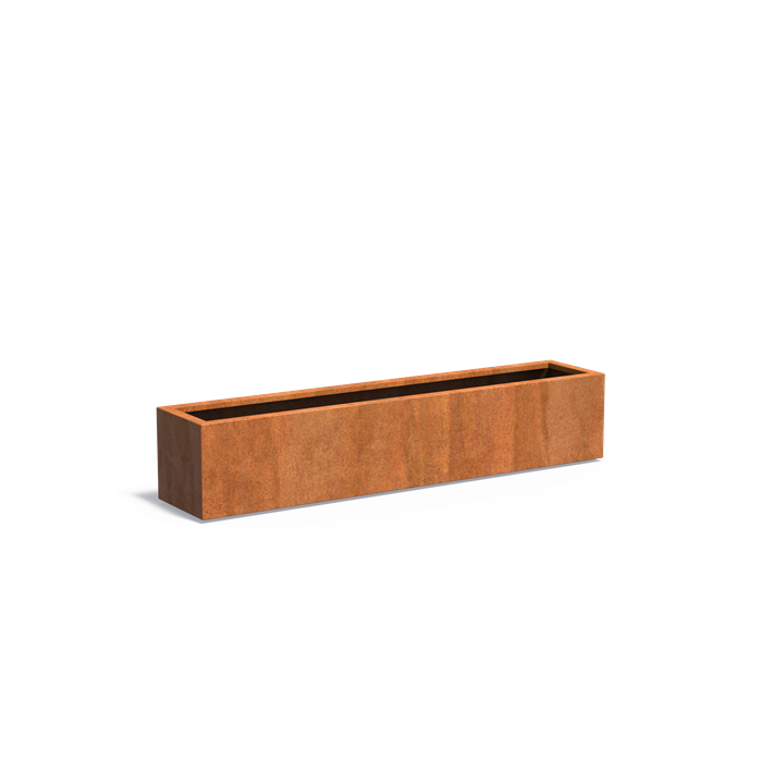 Cortenstahl Pflanzkübel CARREZ mit Boden | 200 x 40 x 40 cm