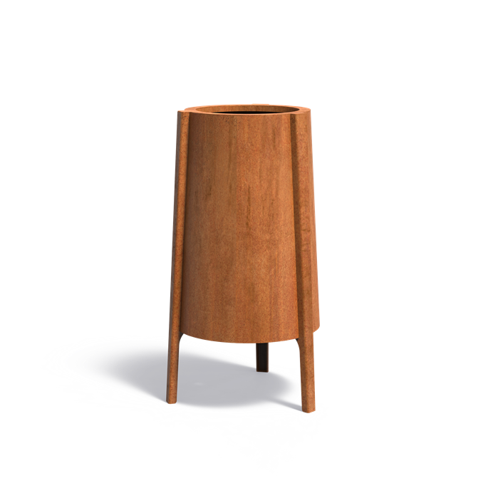 BOTAN Cortenstahl Pflanzkübel rund Ø50x120 cm mit Füßen
