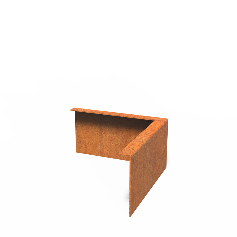 Cortenstaal kantopsluiting buitenhoek gezette rand | 300 x 3 x 150 mm