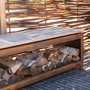 LOGG seat houtopslag met zitting corten BHS