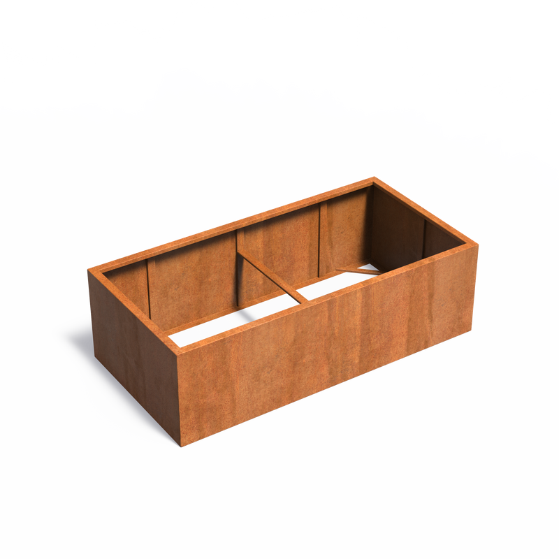 Cortenstahl Pflanzkübel CARREZ ohne Boden | 200 x 100 x 60 cm