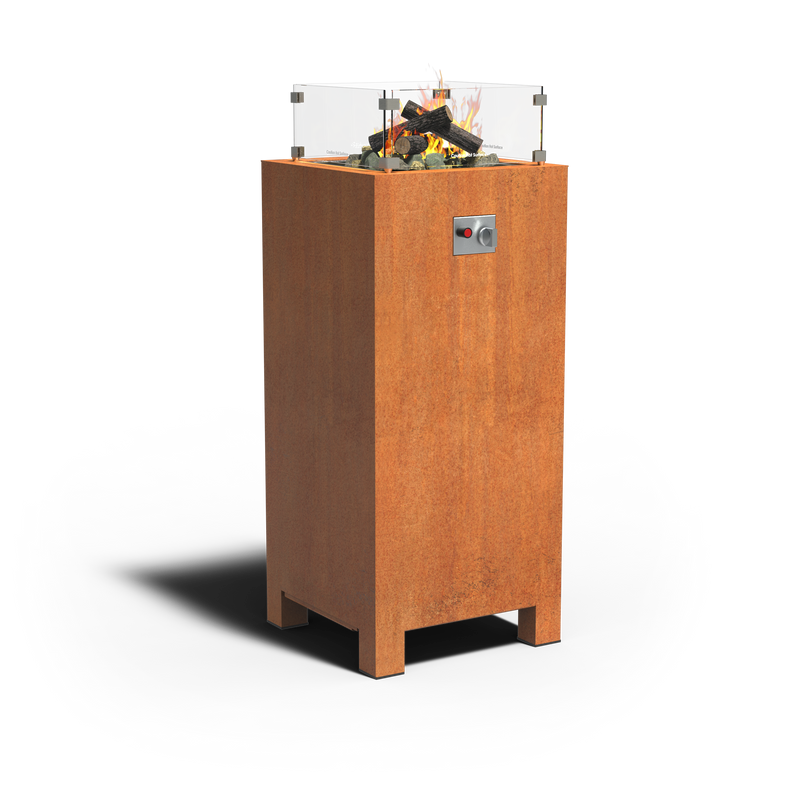 Vuurtafel BRANN gasgestookt 55 x 55 x 120 cm - cortenstaal