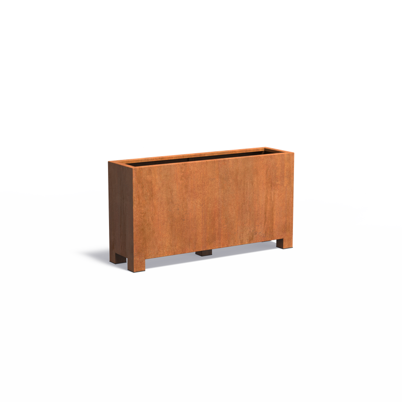 Cortenstahl Pflanzkübel CARREZ mit Füßen | 150 x 40 x 80 cm