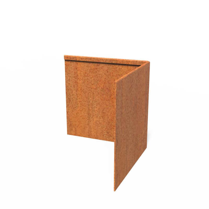Rasenkante aus Cortenstahl Außenecke gepresster Oberrand | 300 x 290 x 3 mm