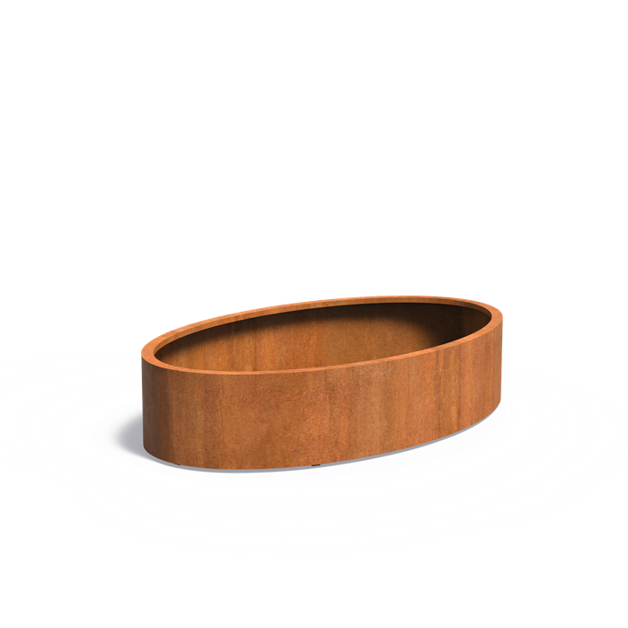Cortenstahl Pflanzkübel ELLIPSE - mit Boden | 200 x 120 x 40 cm