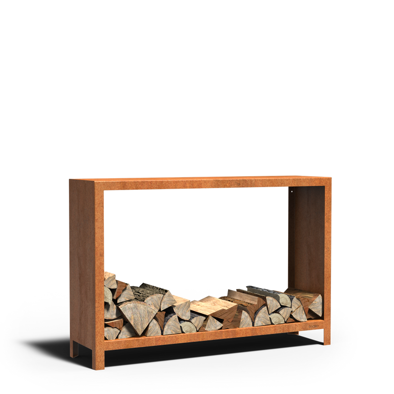 LOGG Holzlager – Cortenstahl | 150 x 40 x 100 cm