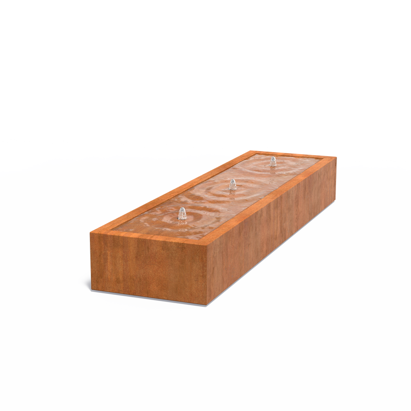 Watertafel 300 x 80 x 40 cm - cortenstaal, incl. LED & pomp