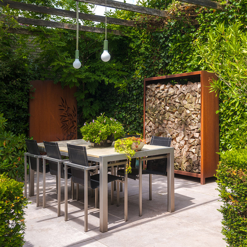 LOGG Holzlager – Cortenstahl | 80 x 40 x 180 cm