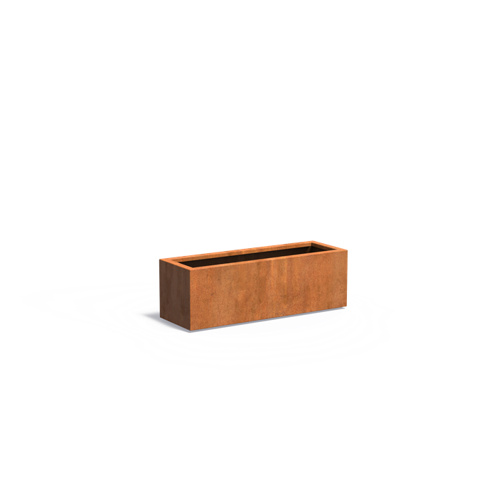 Cortenstahl Pflanzkübel CARREZ mit Boden | 120 x 40 x 40 cm