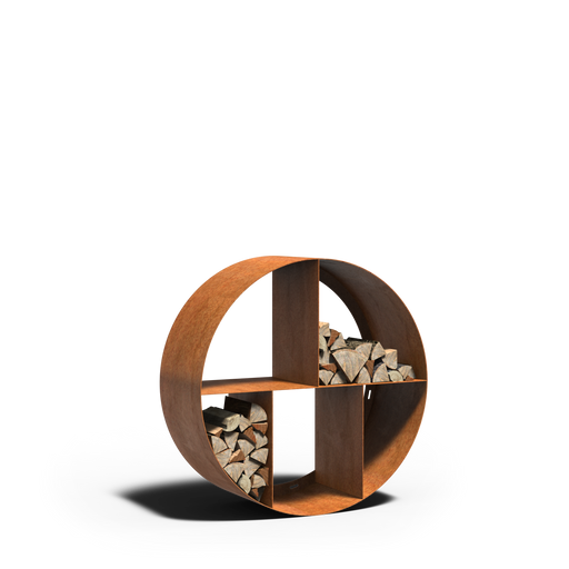 cortenstaal houtopslag ronde