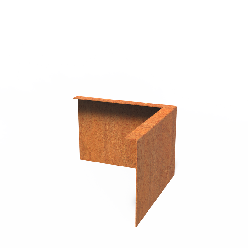 Cortenstaal kantopsluiting buitenhoek gezette rand | 300 x 2 x 200 mm