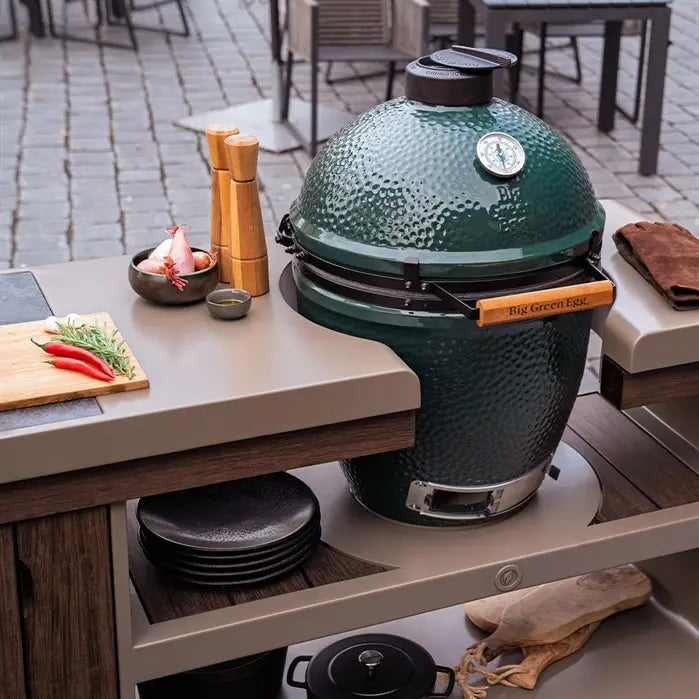 Aluminium Kamado station met green egg
