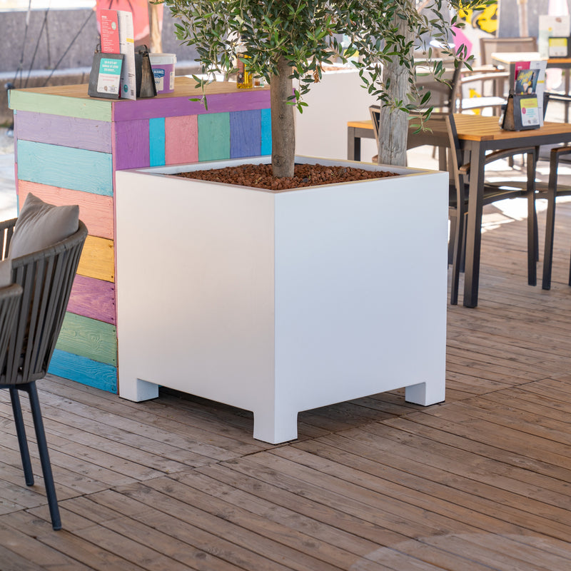 CARREZ vierkante aluminium plantenbak 100x100x60 met poten